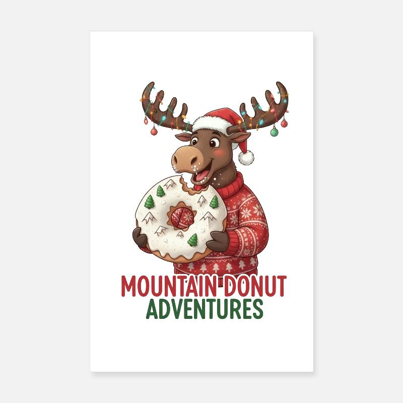 Weihnachten - lustiger Elch - Winter Donut - Poster 20x30 cm - Weiß
