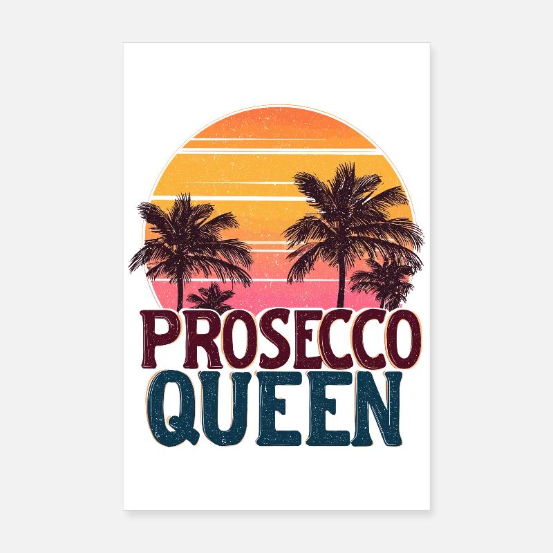 Plage vintage du coucher de soleil de Prosecco Queen Poster 20 x 30 cm