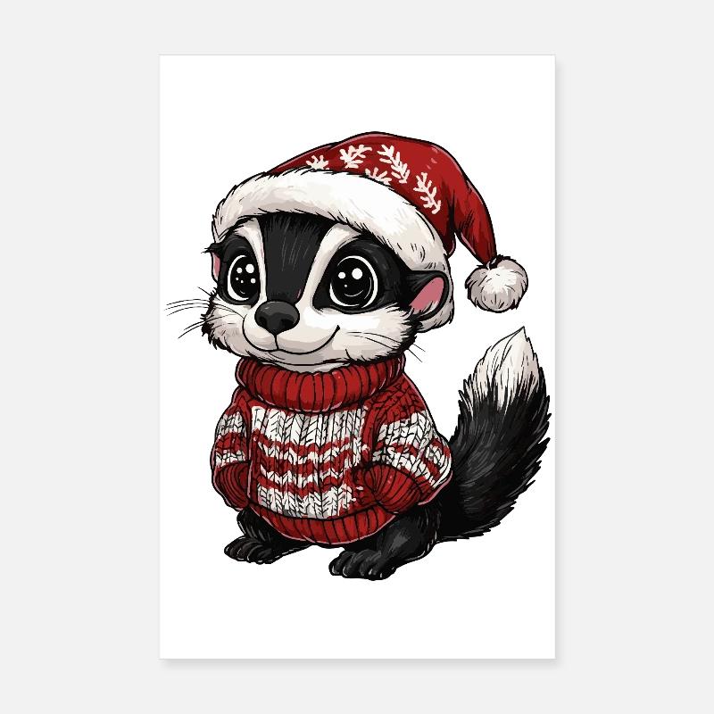 Noël de Noël moufette Poster 20 x 30 cm