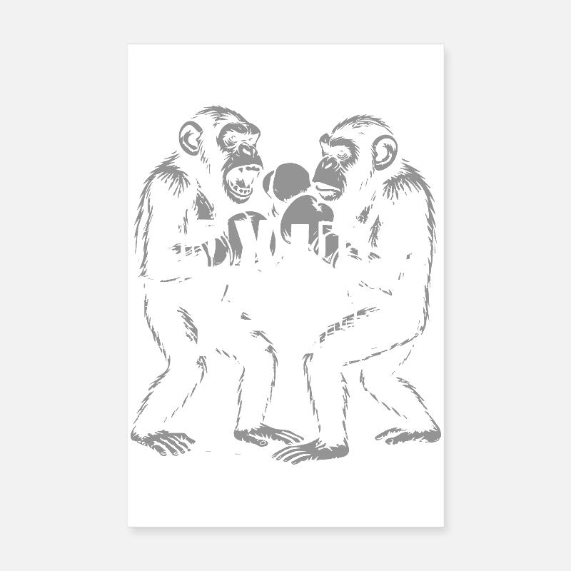 Chimp Boxing Team Poster 8" x 12" (20x30 cm)