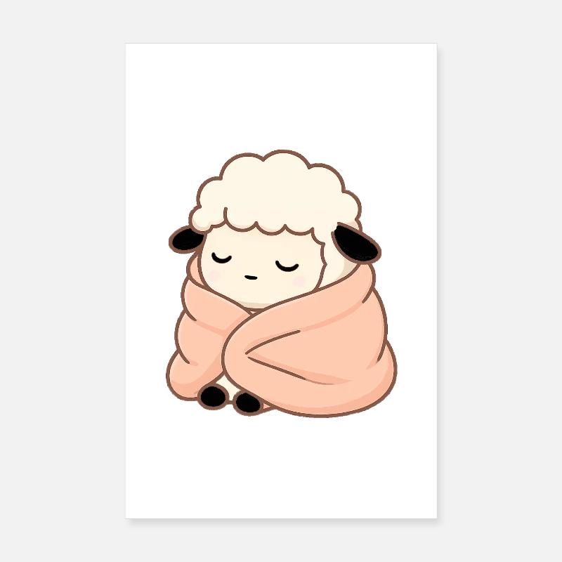 Sleeping Sheep – Cute Cozy Illustration Poster 8" x 12" (20x30 cm)