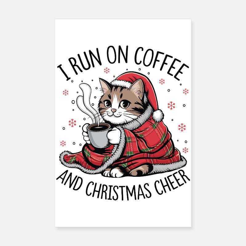 Kätzchen-Weihnachtskaffee und Freude Poster 20x30 cm