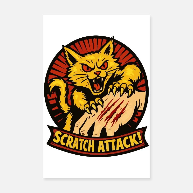 Scratch Attack Wütende Katzenklauen-Design Poster 20x30 cm