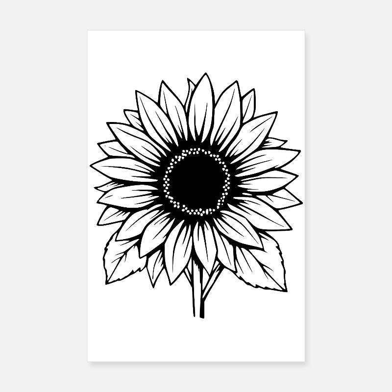 Fleur Fleur Noire Fleurs de Tournesol Fleurs Poster 20 x 30 cm