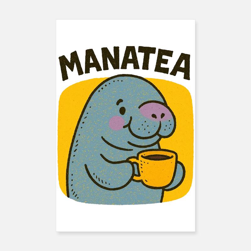 Manatea Cheer : Manatee sirote du thé Poster 20 x 30 cm