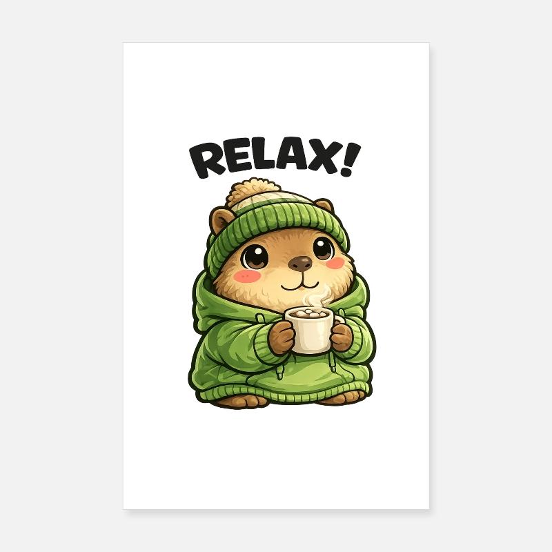 Relax Bear en sweat à capuche vert Poster 20 x 30 cm