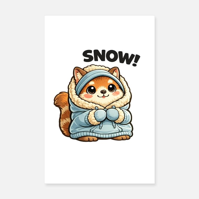 Fox in winter sweater Poster 8" x 12" (20x30 cm)