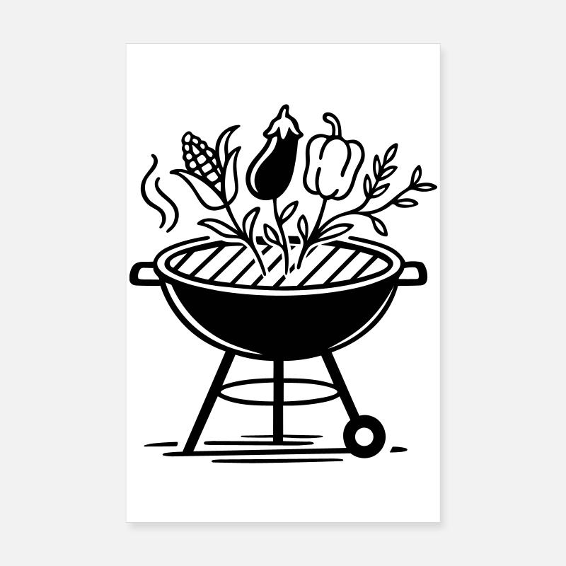 Vegan Grilling with Vegetables & BBQ Style Poster 8" x 12" (20x30 cm)