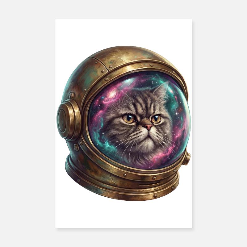 Cat astronaut in space helmet Poster 8" x 12" (20x30 cm)