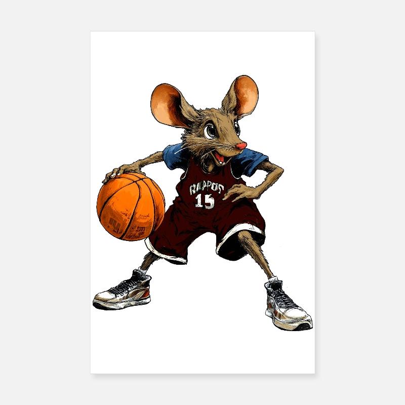 Souris Basket-ball Poster 20 x 30 cm