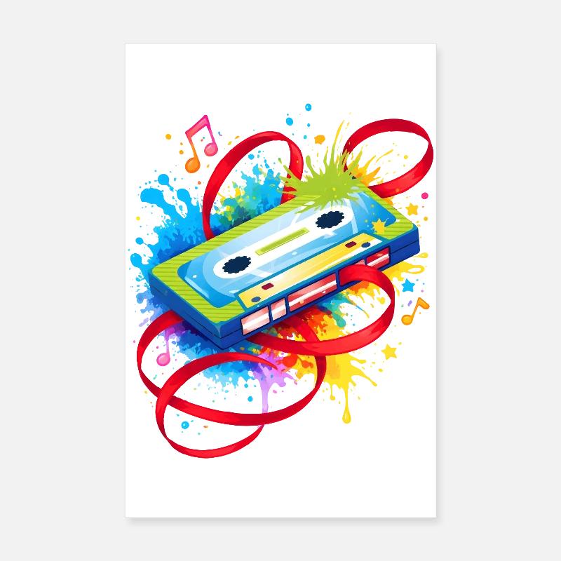 Cassette musicale colorée – graffiti rétro Poster 20 x 30 cm