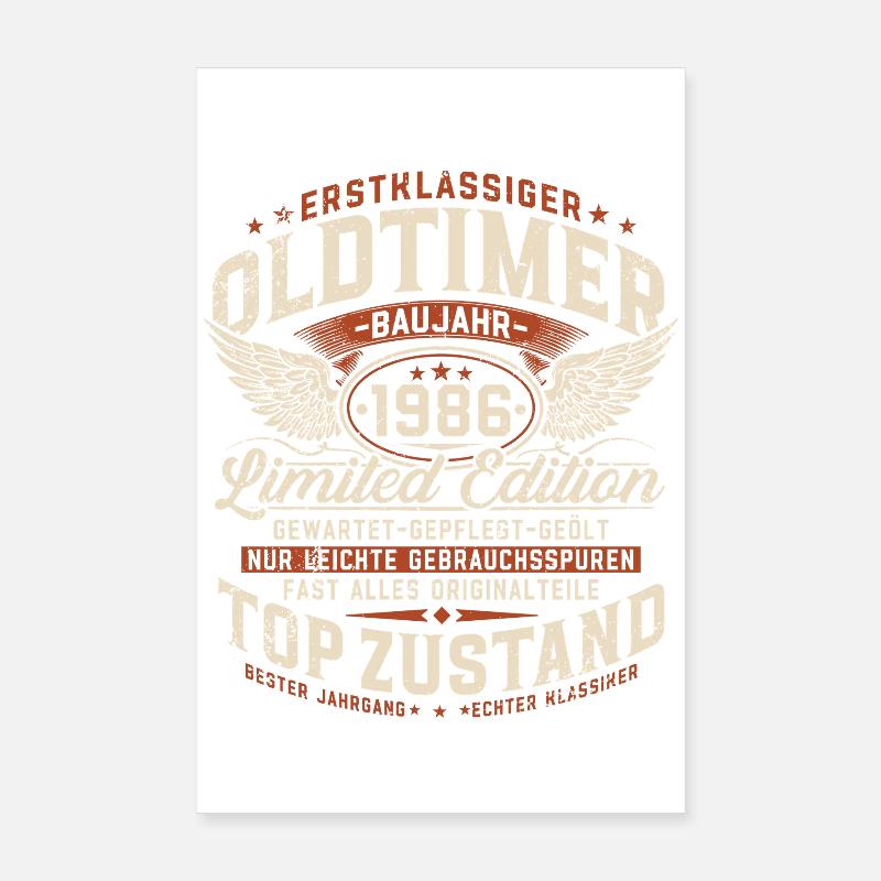Oldtimer 1986 Baujahr 40. Geburtstag Geschenk Poster 20x30 cm