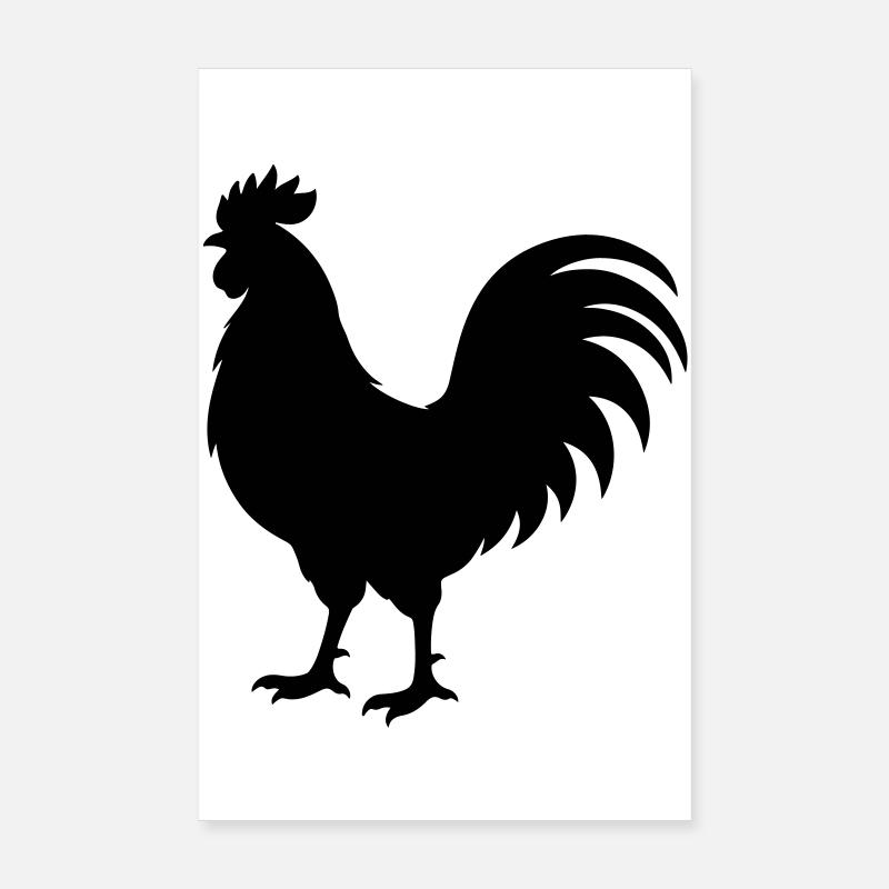 Silhouette du coq Poster 20 x 30 cm