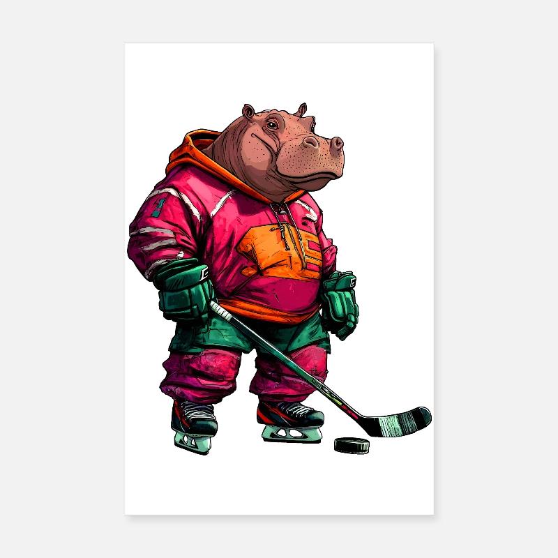 Nilpferde Eishockey Poster 20x30 cm