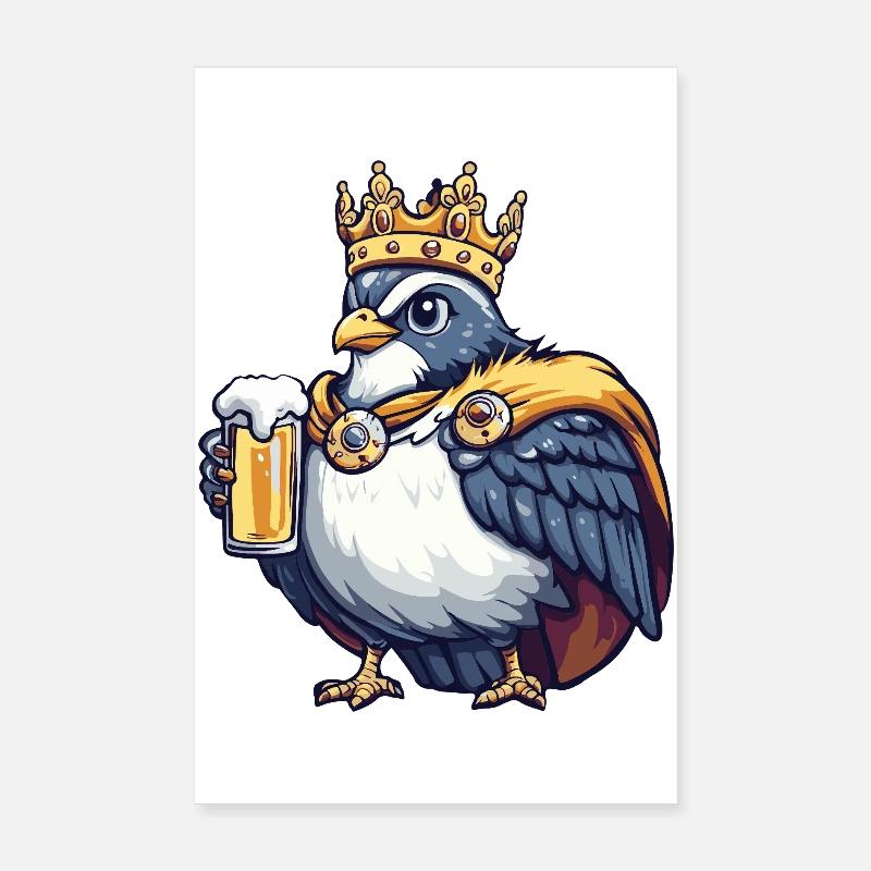 Taube Vogel Bier König Poster 20x30 cm