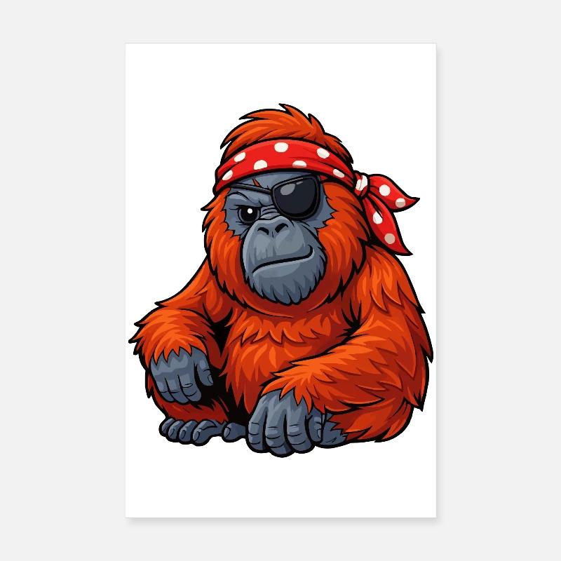 Orangutan Pirate Poster 8" x 12" (20x30 cm)