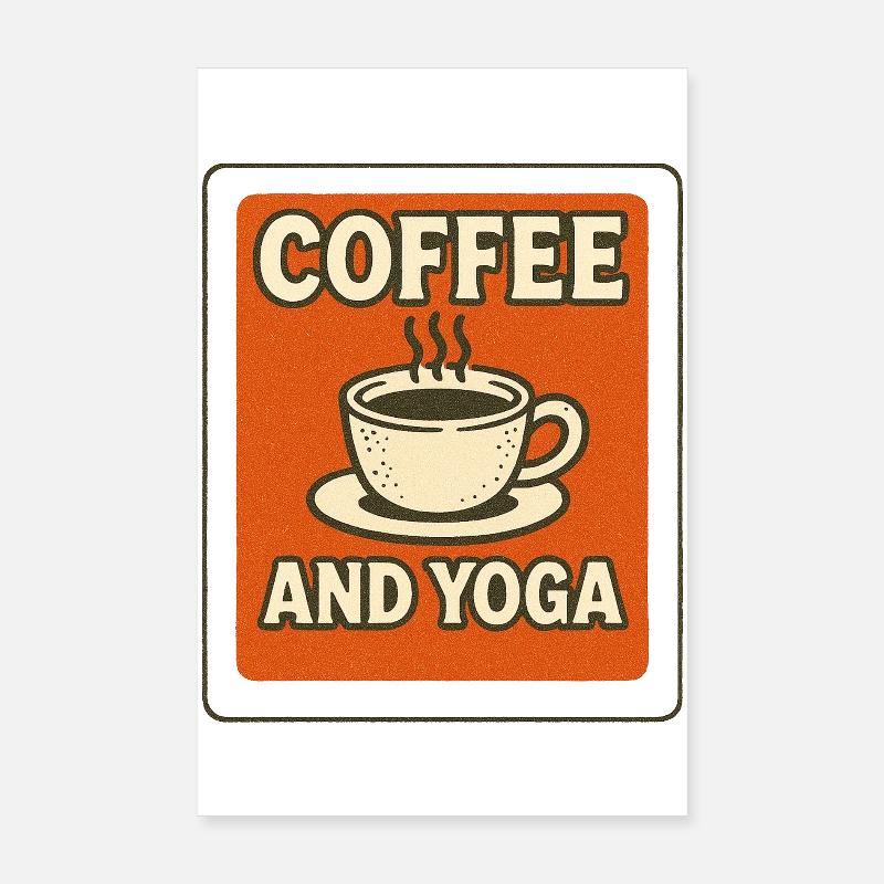 Café et Yoga Retro Tee Poster 20 x 30 cm