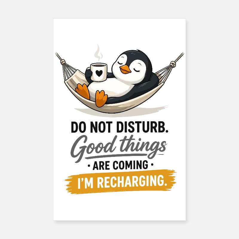 Pinguin aufladende Hängematte Poster 20x30 cm