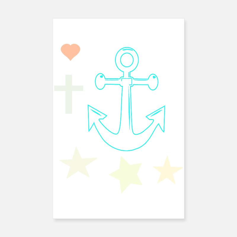 Leuchtender Anker mit Sternen Poster 20x30 cm
