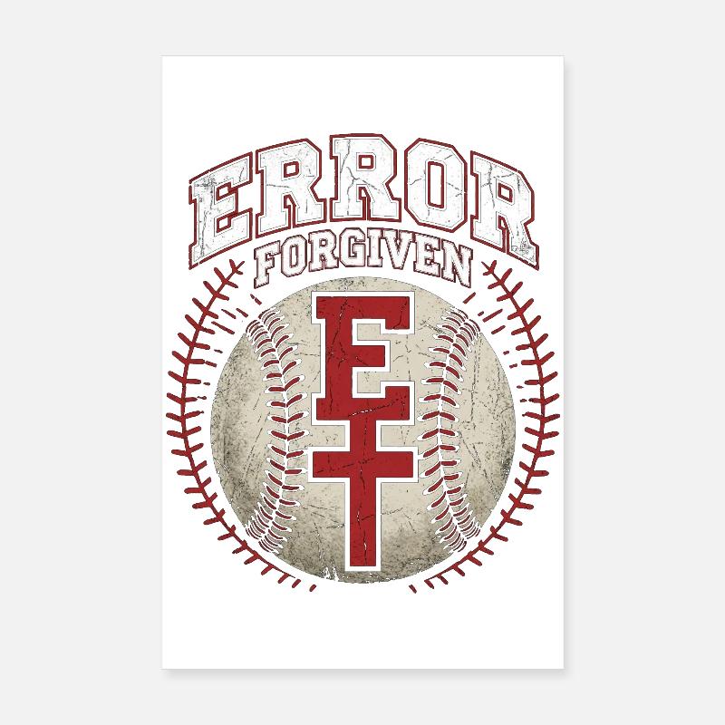 Error Forgiven Christian Baseball Faith Jesus Poster 8" x 12" (20x30 cm)