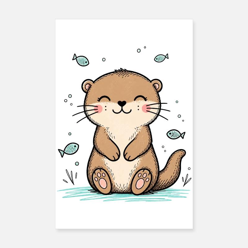Fröhlicher Doodle-Otter Poster 20x30 cm