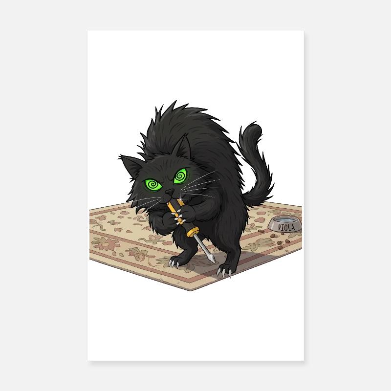 Aggro Katze auf Perser-Teppich Poster 20x30 cm