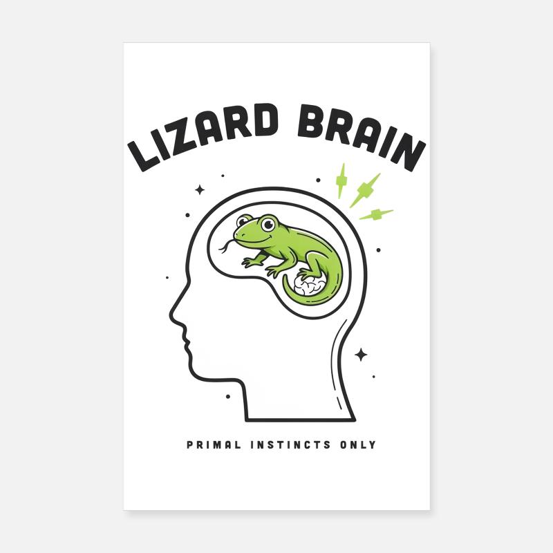 Lizard Brain Lizard Profile Brain Psychology Poster 8" x 12" (20x30 cm)