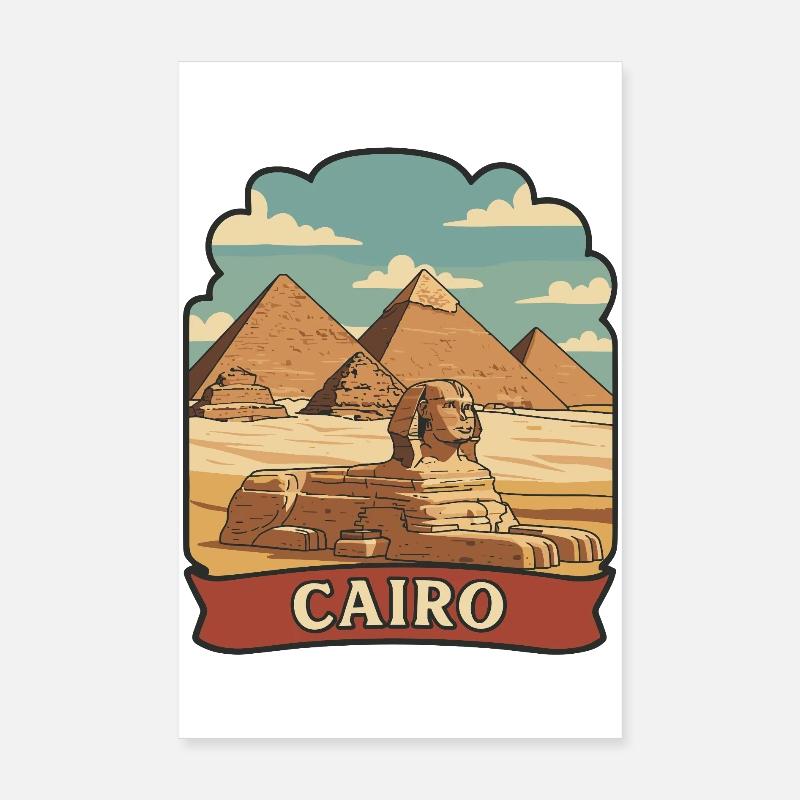Cairo Egypt Pyramids Sphinx Retro Sticker Poster 8" x 12" (20x30 cm)