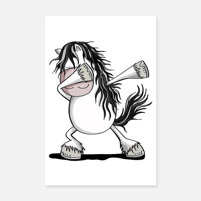Cool Dab Dance Cheval Cheval Dabbing Pony Fun - Poster 20 x 30 cm - blanc