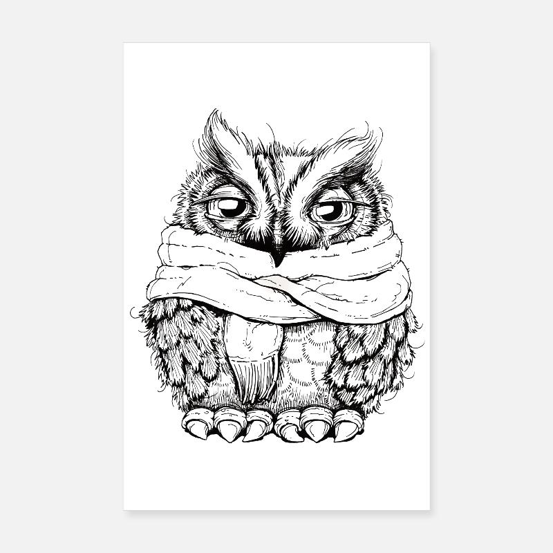 Frierende Eule Poster 20x30 cm