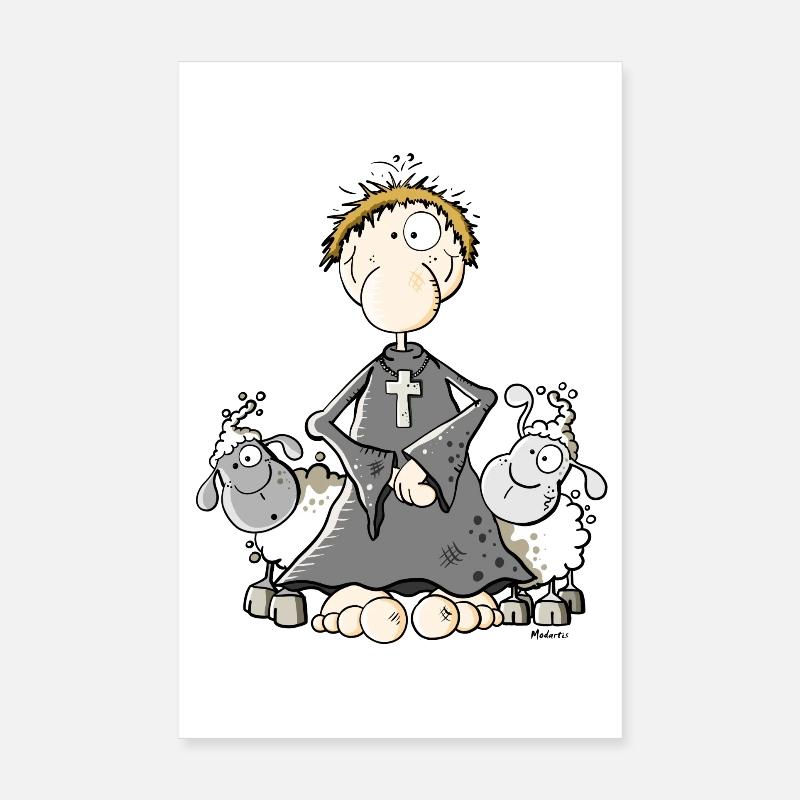 Pastor with sheep Poster 8" x 12" (20x30 cm)