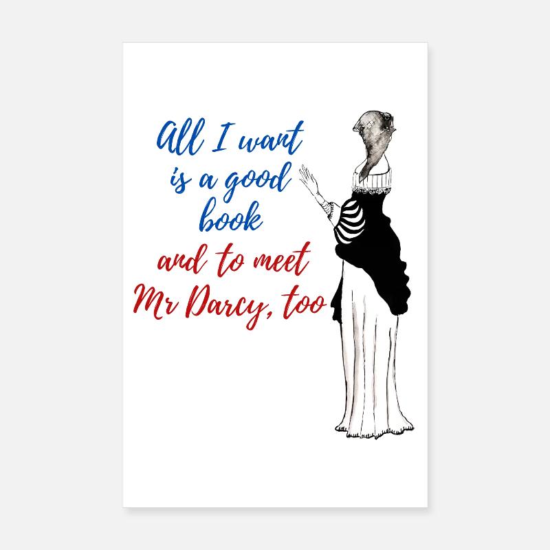 Ein gutes Buch und Mr. Darcy - Poster 20x30 cm - Weiß