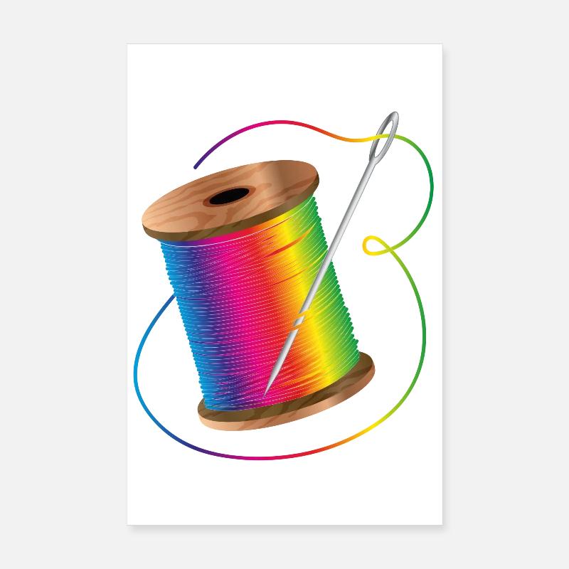 luminous sewing thread in rainbow colors with needle Poster 8" x 12" (20x30 cm)