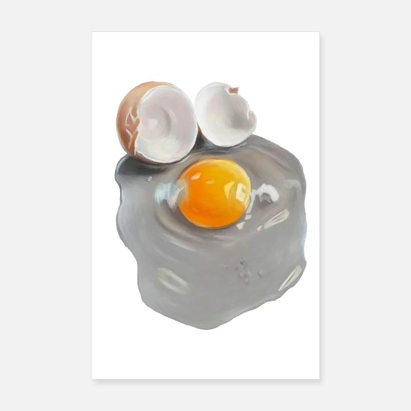 Eierbild im Grau-Abstrakt - Poster 20x30 cm - Weiß