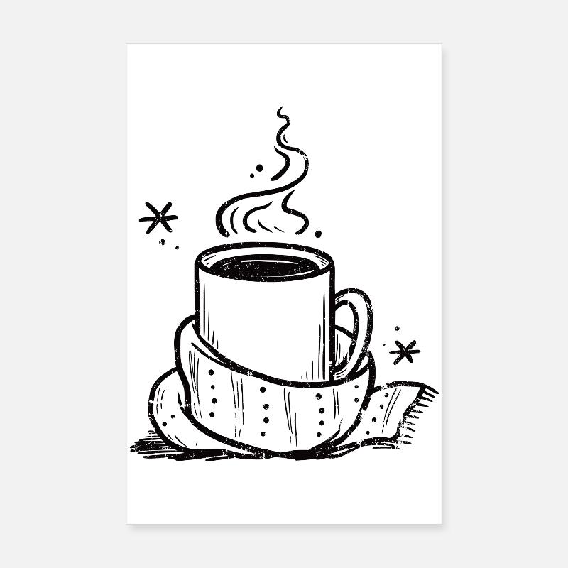 Gemütliche Tasse mit Dampf und Schal Poster 20x30 cm