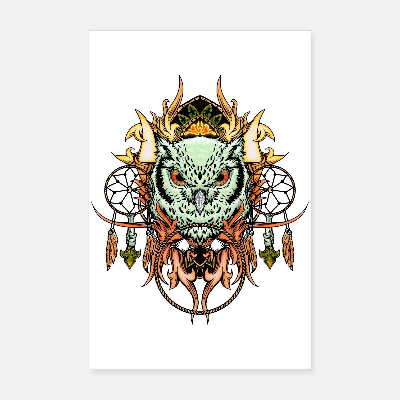Elegant owl with dream catcher Poster 8" x 12" (20x30 cm)
