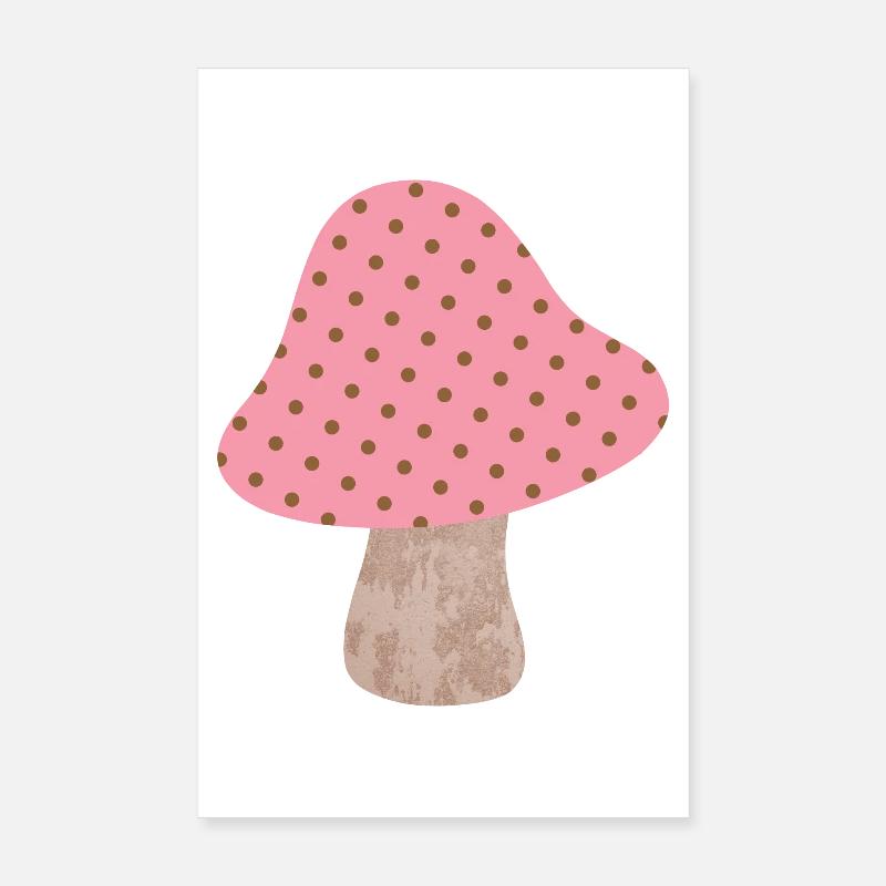 Mushroom Dots Pattern Dots Pink Girl Lucky Lucky Poster 8" x 12" (20x30 cm)