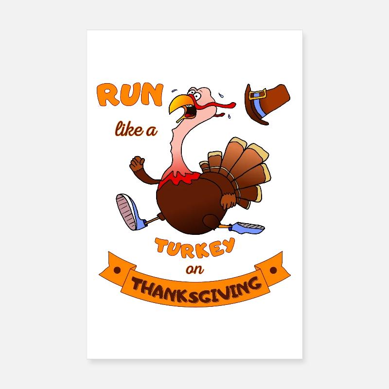 Courez comme une dinde à Thanksgiving Funny Trot Poster 20 x 30 cm