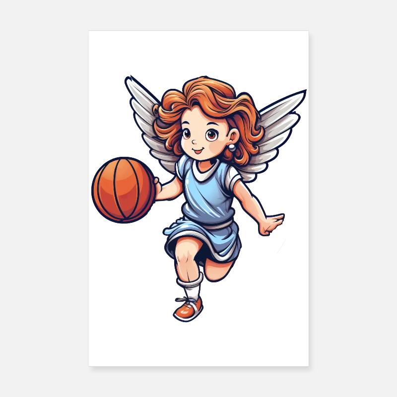 Basketball Engel - Poster 20x30 cm - Weiß