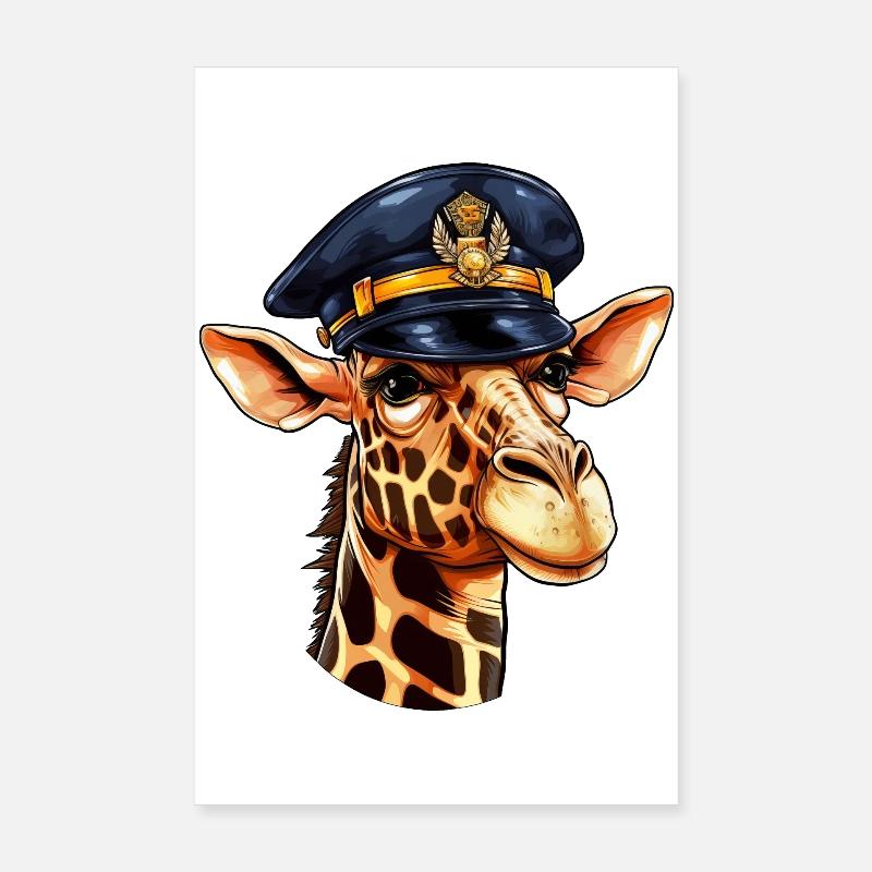 Giraffe Policeman Poster 8" x 12" (20x30 cm)