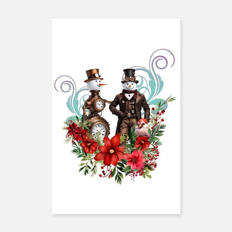Steampunk Schneemann Poster 20x30 cm