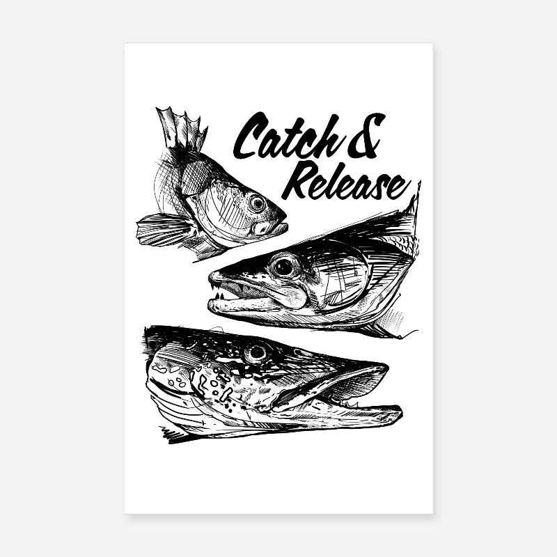 Capture et remise à l’eau - Poster 20 x 30 cm - blanc