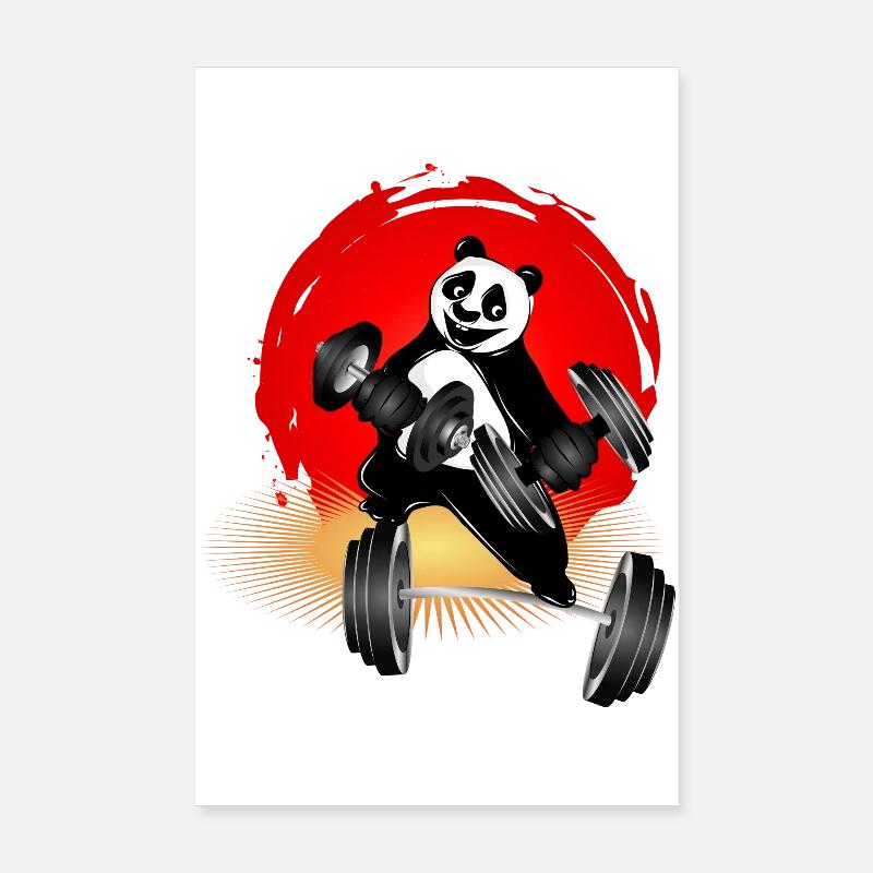Bodybuilder Panda Bär mit Hanteln beim Training Poster 20x30 cm