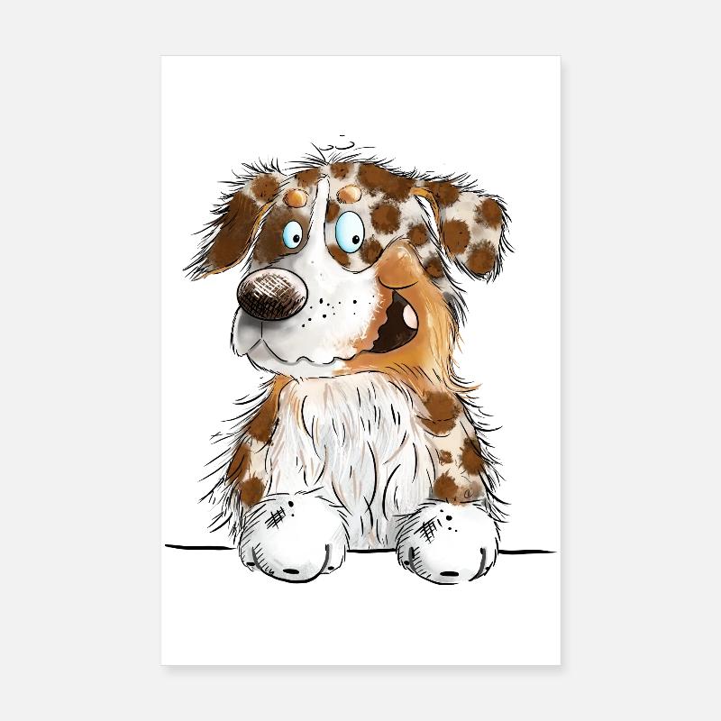 Funny Australian Shepherd Red Merle Poster 8" x 12" (20x30 cm)