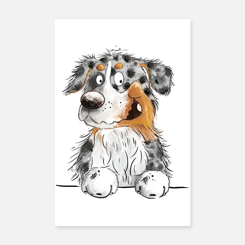 Funny Australian Shepherd Blue Merle Poster 20x30 cm