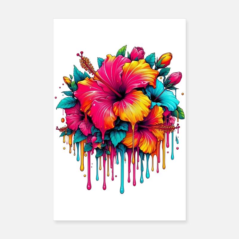 Hibiscus Flowers Poster 8" x 12" (20x30 cm)