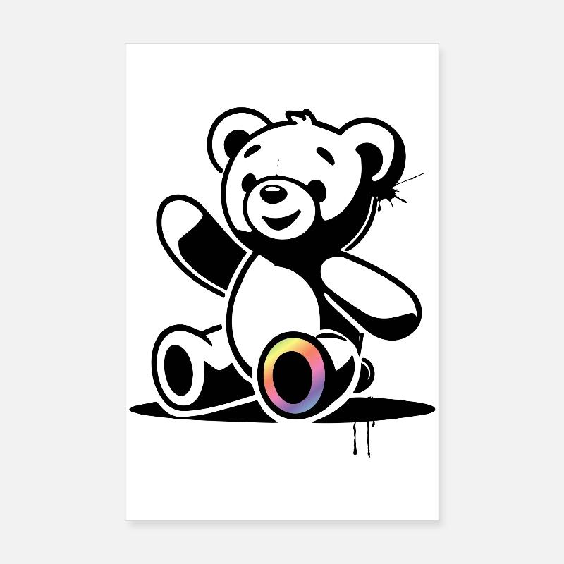 Stencil Teddy with Rainbow Accent Poster 8" x 12" (20x30 cm)