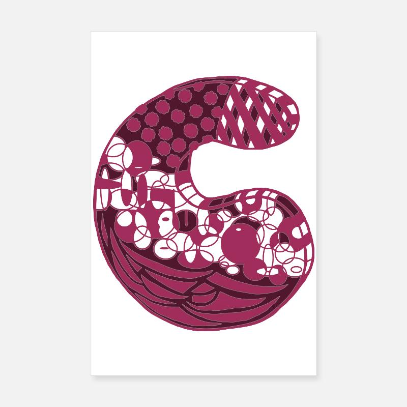 Buchstabe C mit Charakter in rot Poster 20x30 cm