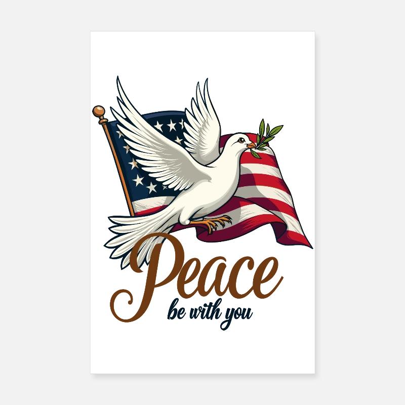 Friedenstaube mit Flagge Poster 20x30 cm