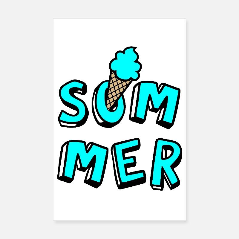 Sommer Eis Waffel Comicstyle Fun Lebensfreude Fan Poster 20x30 cm
